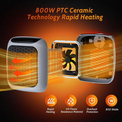 Portable 800W Handy Heater with Digital Display & Adjustable Timer