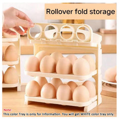 Foldable 3-Layer Egg Storage Box with 24-Grid, Reusable Refrigerator Organizer