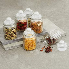 Set of 3 650ml Clear Glass Pop Jars with Airtight Lids for Kitchen Storage