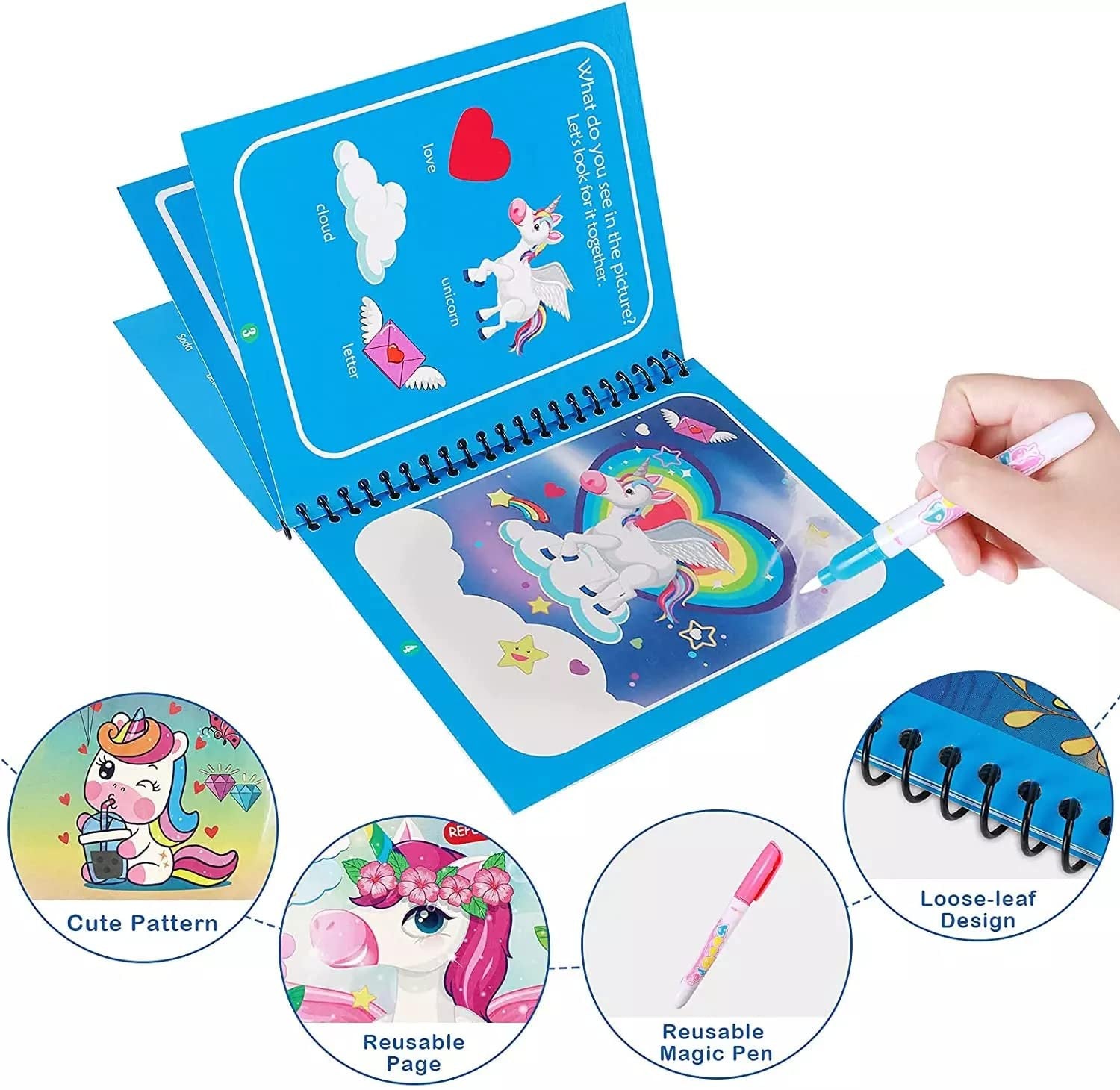 Magic Water Coloring Book for Kids with Pen - Fun & Educational Drawing Pad