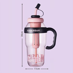 Ice Cream 1300ml Water Bottle with Straw - Fun & Refreshing
