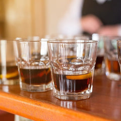 Heavy Base Shot Tea Glass Set (6 Pcs) - Stylish Double-Side Cordial Glasses