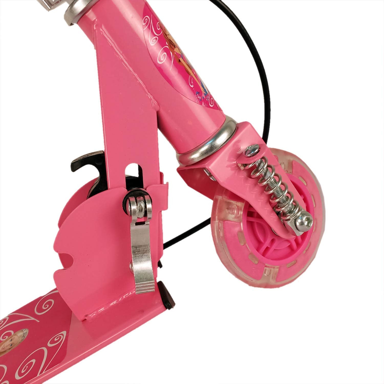 Kids Pink 3-Wheel Foldable Scooter with Brake, Bell & LED