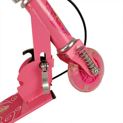 Kids Pink 3-Wheel Foldable Scooter with Brake, Bell & LED