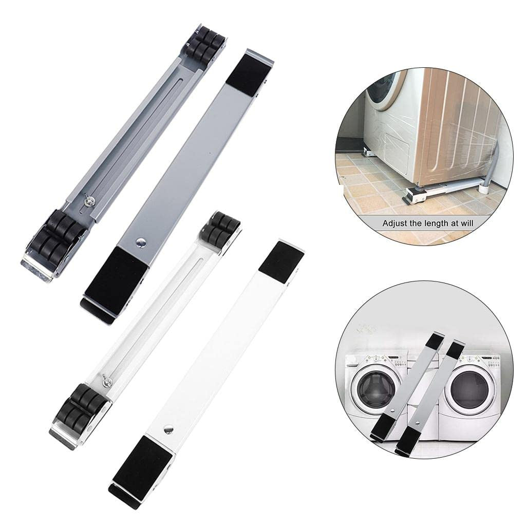 Adjustable Iron Washing Machine Stand with 24 Wheels, 300kg Capacity