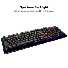 Black USB Mechanical Gaming Keyboard with LED Backlit, No Numlock