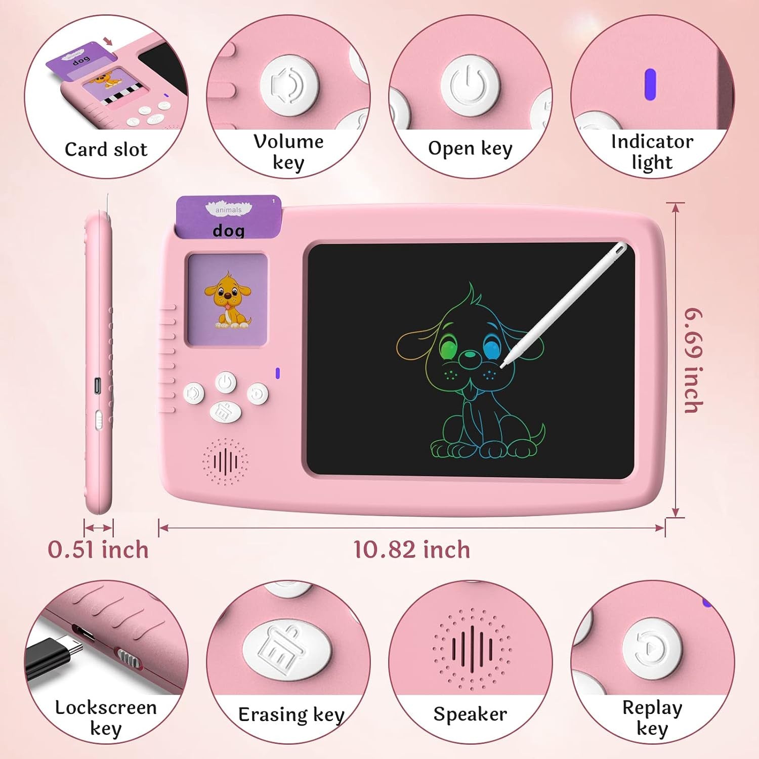 2-in-1 Talking Flash Card & LCD Doodle Board for Kids