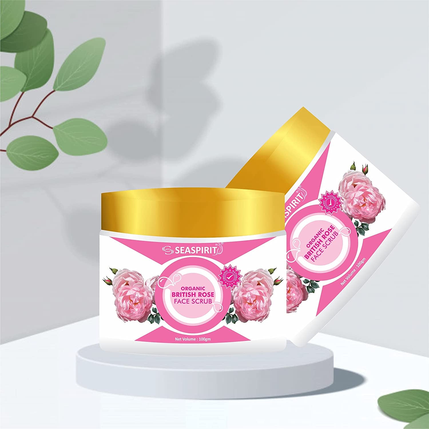 British Rose Face Scrub with Vitamin C, 100g for Bright, Clear Skin