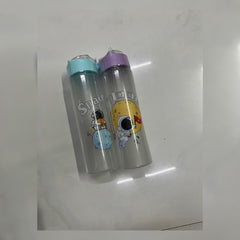 Cartoon Print Transparent Water Bottle with Time Labels for Hydration
