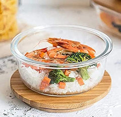 3-Piece Glass Food Storage Set with Wooden Lids