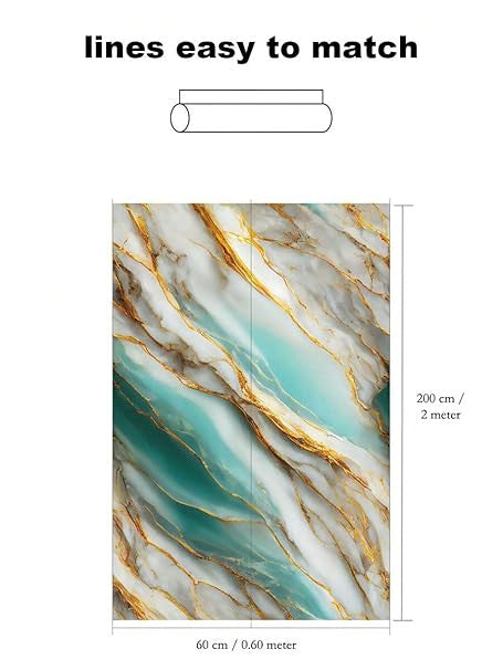 Sky Blue & Gold Marble Foil (TA-052) - Elegant Blue & Gold Design