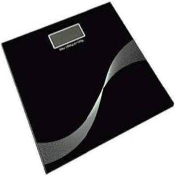 Black Digital S-Shape Bathroom Scale with Tempered Glass & LCD Display