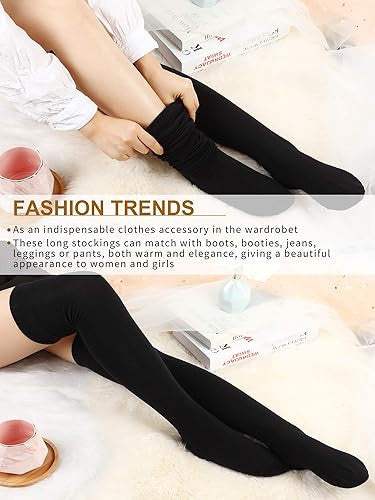 Warm Woolen Thigh High Knee Socks for Women - Winter Long Boot Cuffs