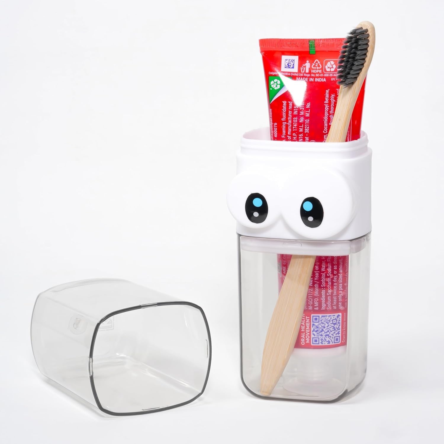 Cute Clear Travel Toothbrush Holder with Googly Eyes