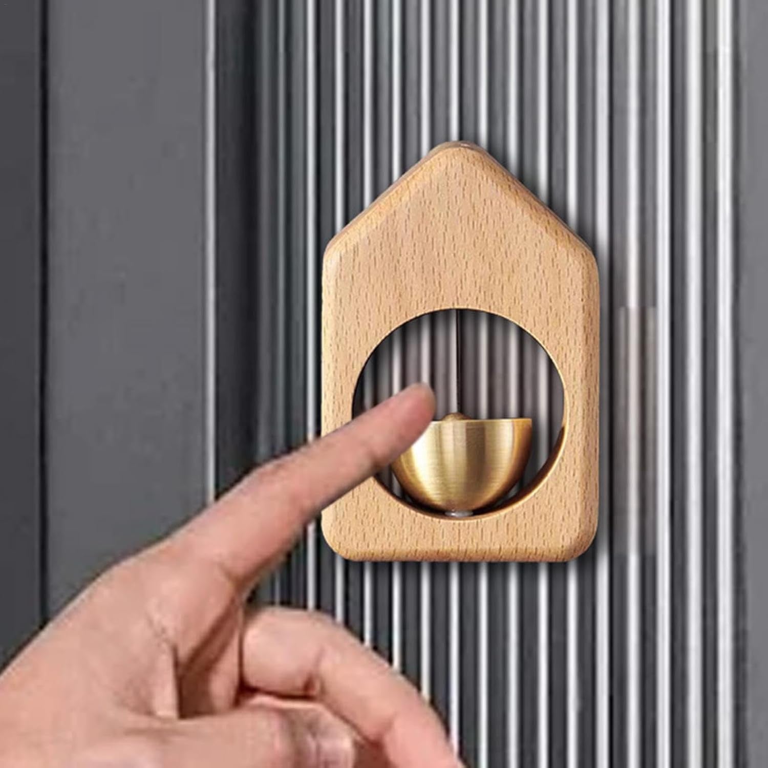 Triangle Wooden Door Bell - Elegant Doorbell with Wooden Design