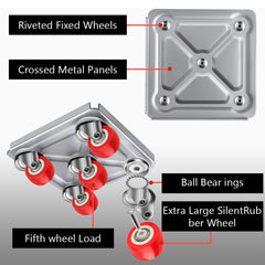 Heavy Duty 5 Wheel Furniture Lifter with Silent Rubber Wheels and Stand