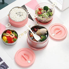 3-Layer Steel Lunch Box 2.1L Leakproof Insulated Tiffin for Office & School