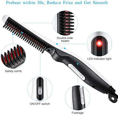 V2 Multi-Functional Beard & Hair Straightener Brush for Men & Women