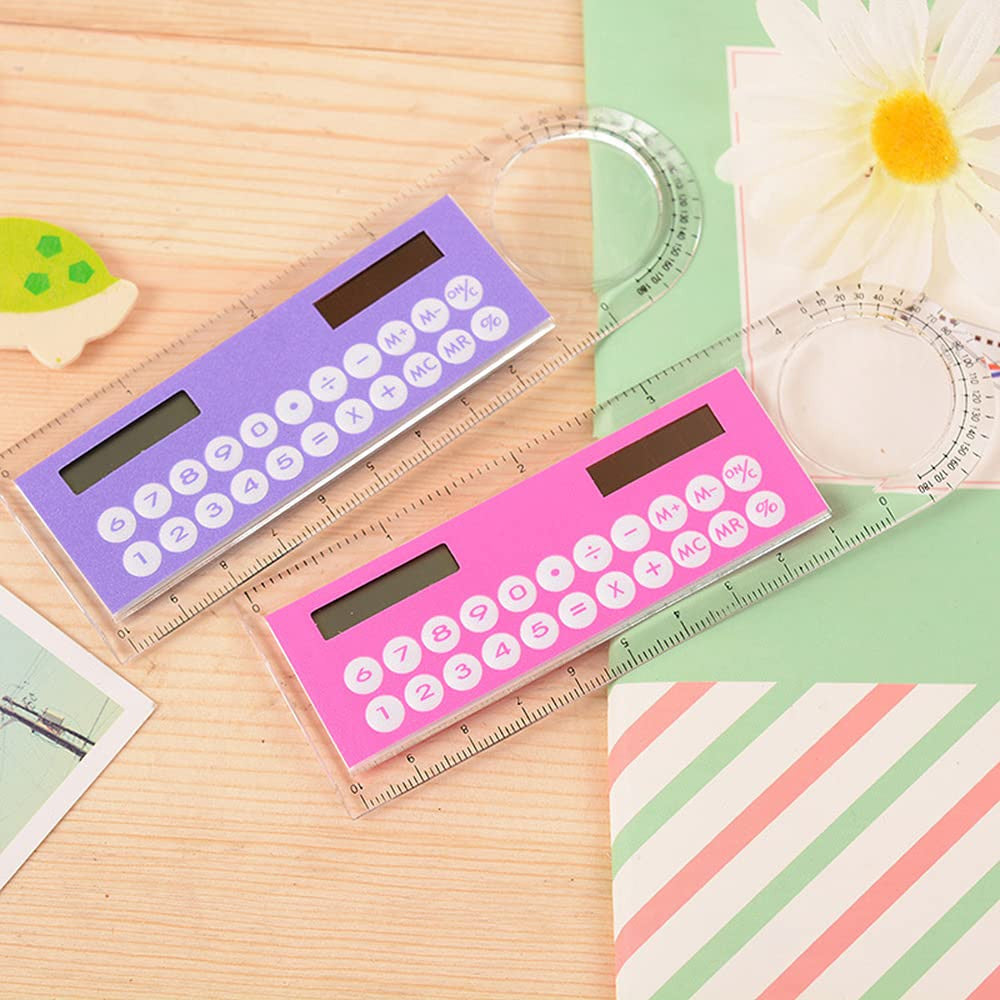 Mini Solar Calculator with 10cm Ruler and Transparent Screen