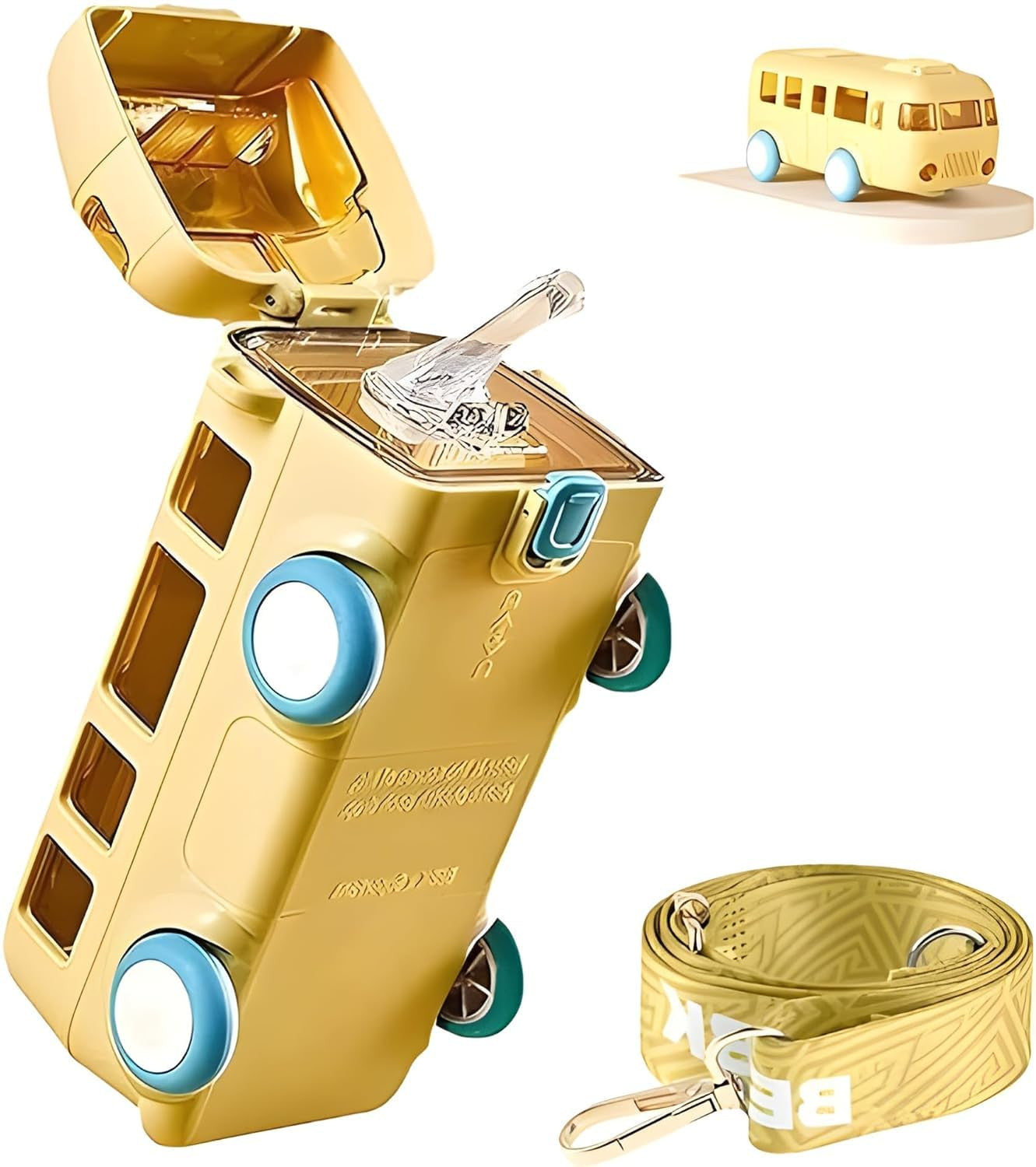 Bus Water Bottle with Straw, 500ml Car Water Cup