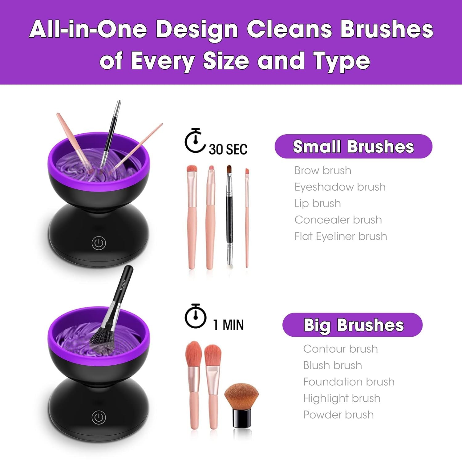 Electric Makeup Brush Cleaner - Fast & Easy Cosmetic Brush Cleaning Machine