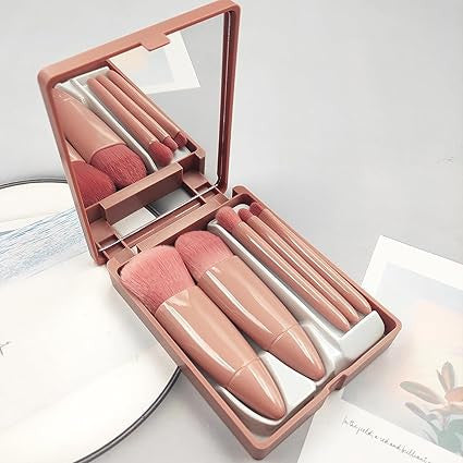 Mini Travel Makeup Brush Set - Compact Cosmetic Brush Kit