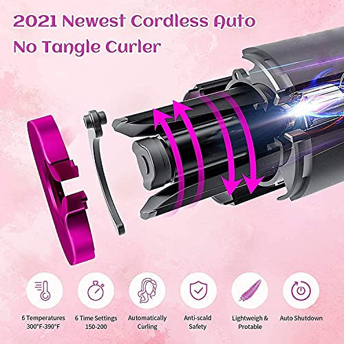 Wireless USB Rechargeable Auto Hair Curler with LCD Display and Adjustable Temp