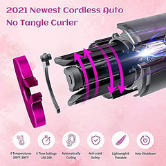 Wireless USB Rechargeable Auto Hair Curler with LCD Display and Adjustable Temp