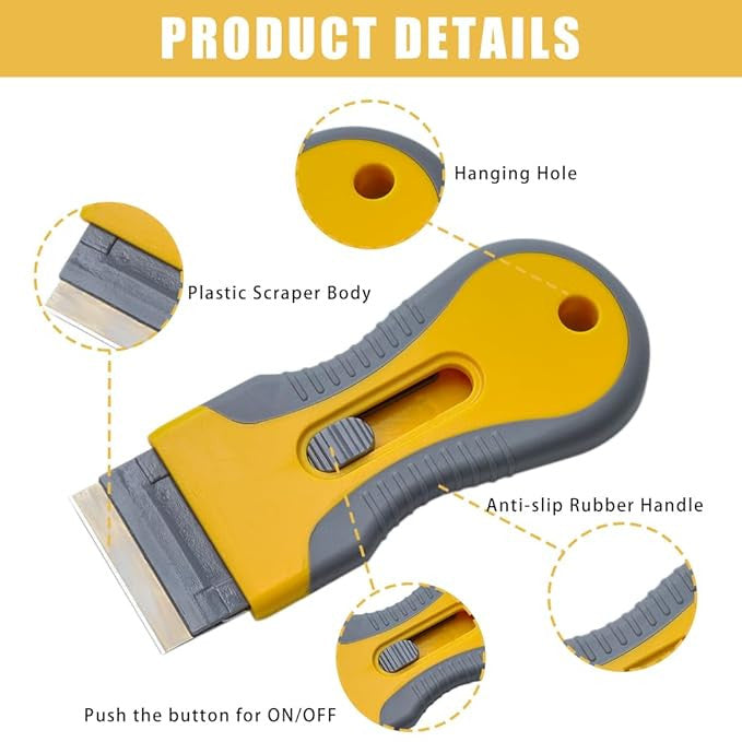 Heavy-Duty Metal Paint Scraper with 15 Replacement Blades