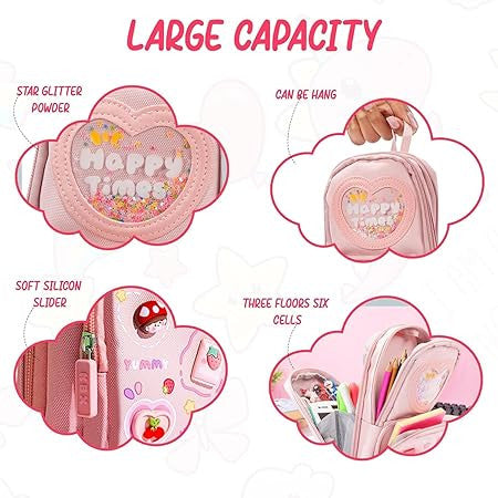 Cute Kawaii Pencil Case with Zipper, Stationery Organizer & Cartoon Design
