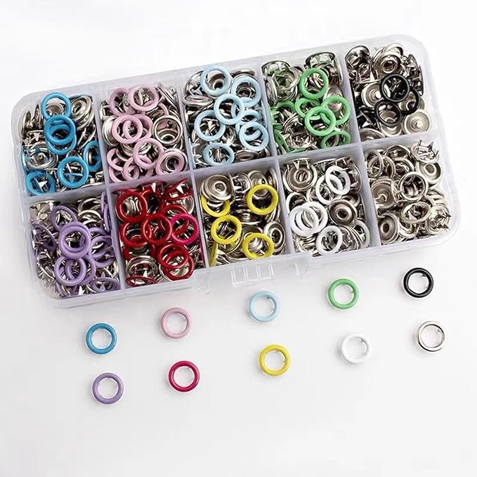Colorful Grommet Tool Kit with Box and Clips