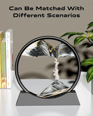 7-Inch Black Quick Sand Art Painting - 3D Moving Landscape Decor