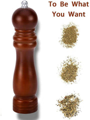 8-Inch Wooden Salt & Pepper Grinder Set with Adjustable Coarse Fineness