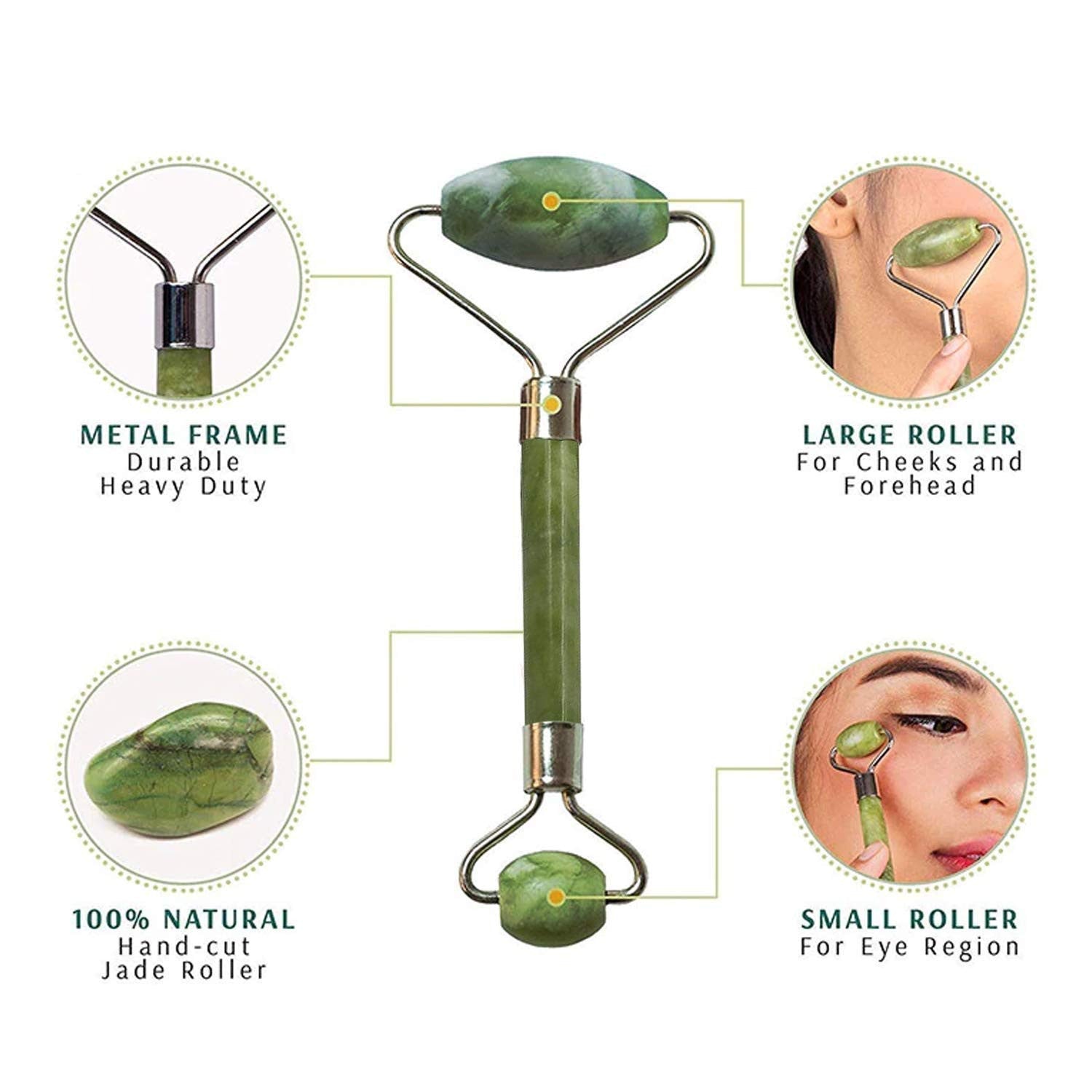Natural Jade Facial Roller for Wrinkles & Eye Treatment
