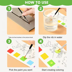 Watercolour Painting Book for Beginners with Brush - Portable & Durable
