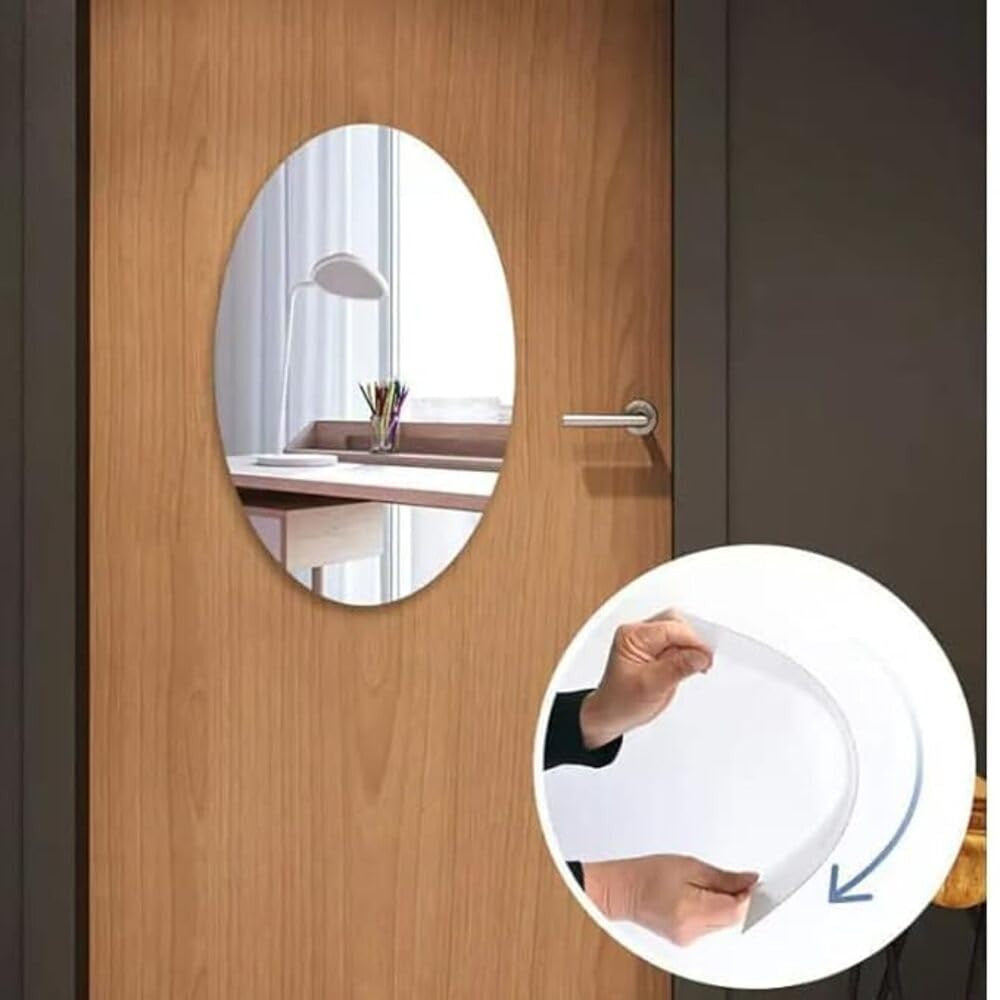 Ovel Shape Self-Adhesive Mirror Sticker for Home Decor (30x45cm)