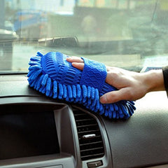 Multipurpose 2-in-1 Chenille Car Duster with Microfiber Mitts & Sponge