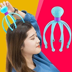 Octopus Head Scalp Massager with 8 Metal Ball Fingers for Stress Relief - 1 Pc