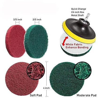 8 Pcs Power Drill Scrub Pads & Brush Set for Deep Cleaning