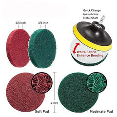 8 Pcs Power Drill Scrub Pads & Brush Set for Deep Cleaning