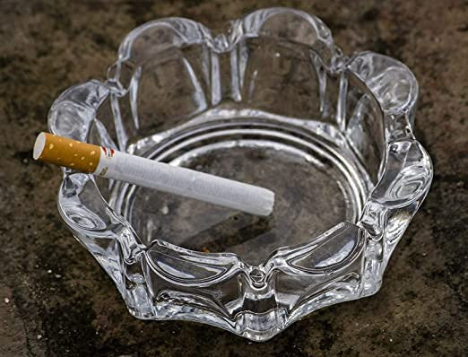 Crystal Clear Round Glass Ash Tray for Home & Outdoor Decor