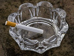 Crystal Clear Round Glass Ash Tray for Home & Outdoor Decor