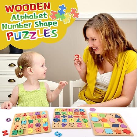 Colorful Wooden Number Puzzle for Learning and Play