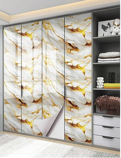 White Gold Marble Foil - Self-Adhesive Waterproof Contact Paper