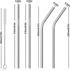 Stainless Steel Reusable Drinking Straws with Cleaning Brush (Set of 4)