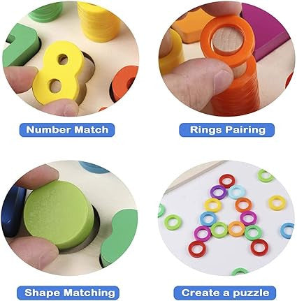 3-in-1 Wooden Puzzle Set: Numbers, Shapes & More