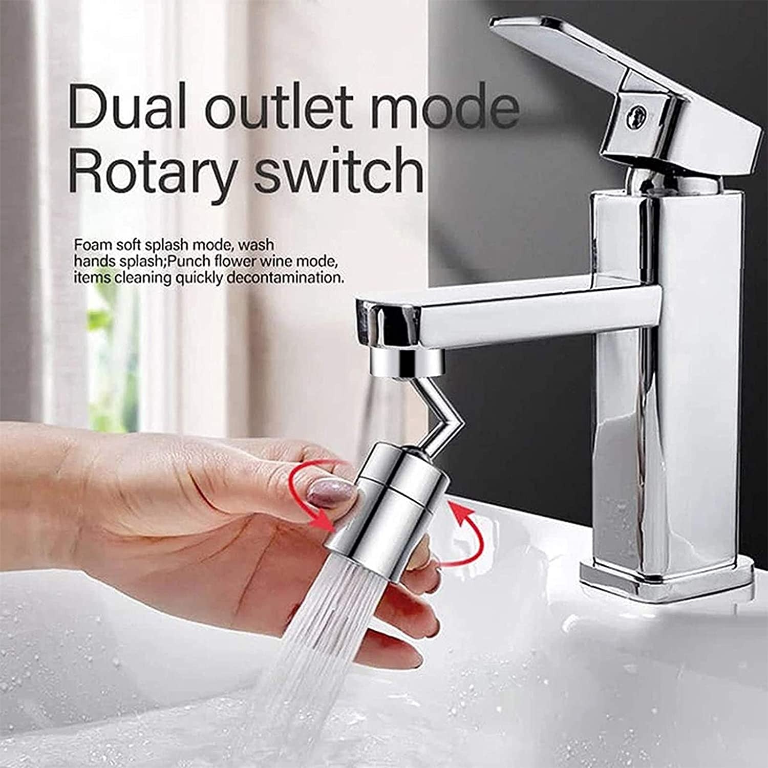 720° Rotating Faucet with Splash Filter and Dual Mode Water Flow