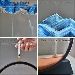 7-Inch Blue Quick Sand Art Painting with Flowing 3D Landscape