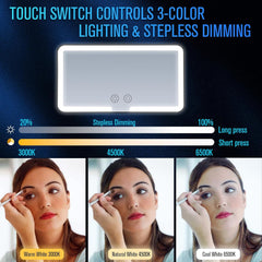 Dimmable Touch Car Vanity Mirror with Lights & 3 Light Modes