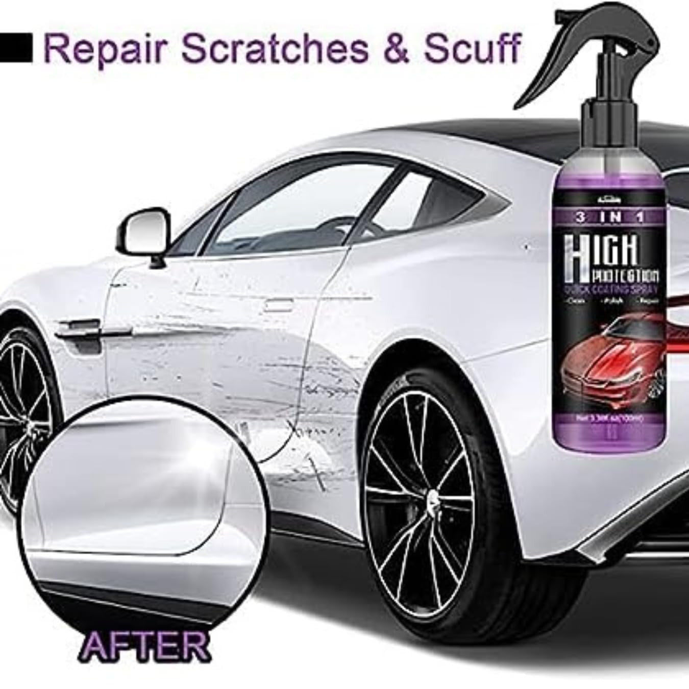 3-in-1 Car Coating Spray: Waterless Wash, Shine & Protection